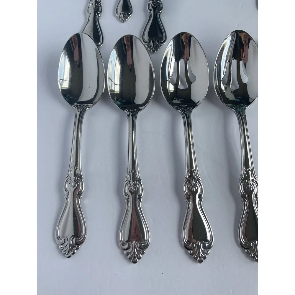 Reed & Barton 18/10 Stainless Steel Ornate Serving Set 15 Piece‎ Silverware